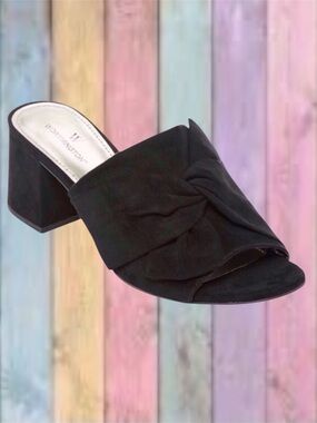 Black Worthington Freemont Bow Open Toe Mule Heels New